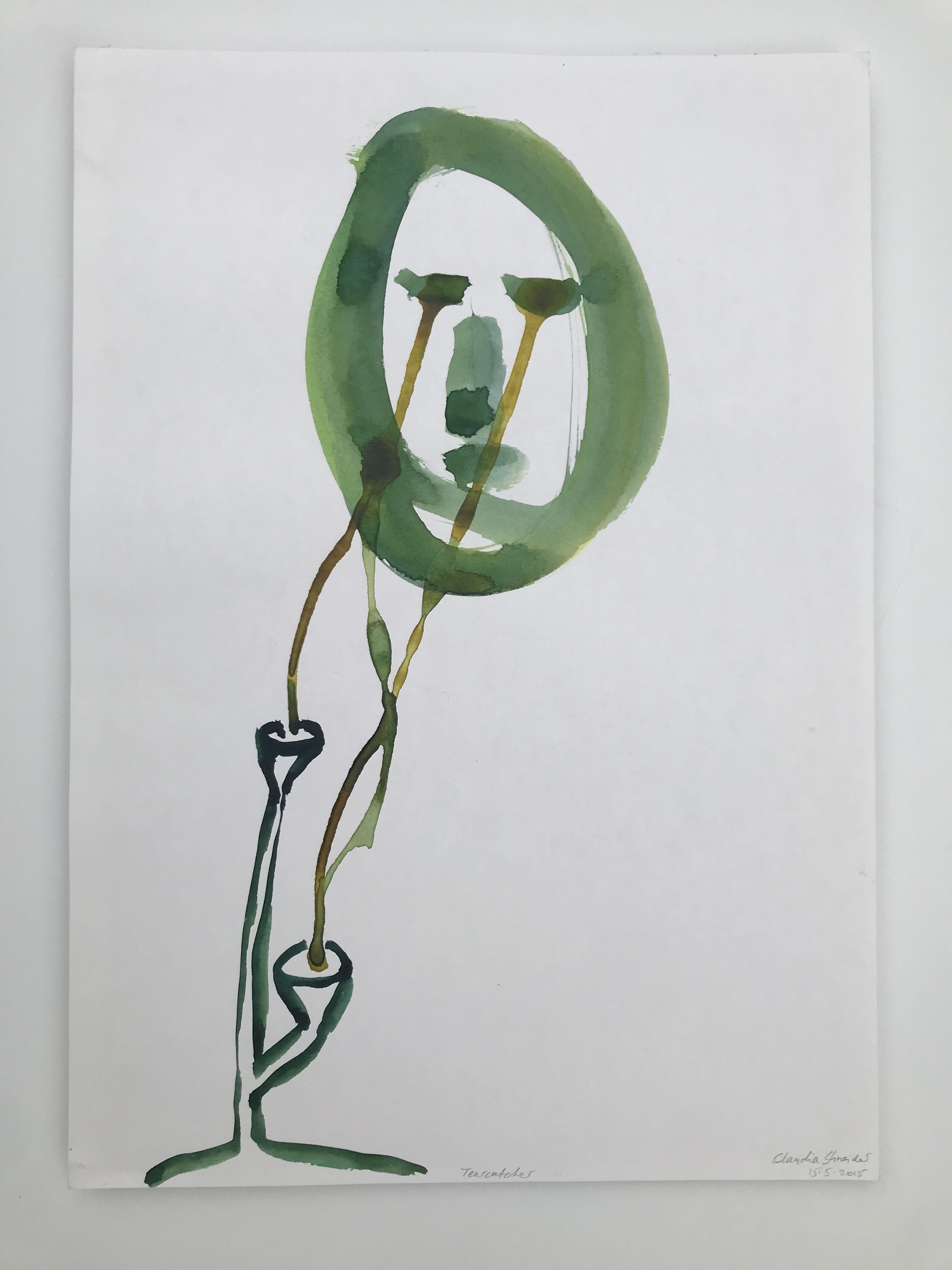 face with tears flowing into tear-catchers